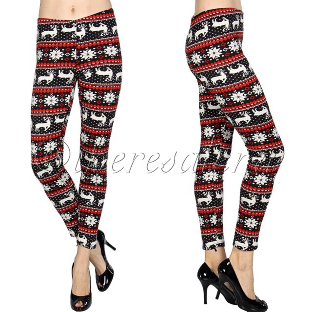 🎄Holiday SALE! Snowflake & Deer furry fleece lined leggings